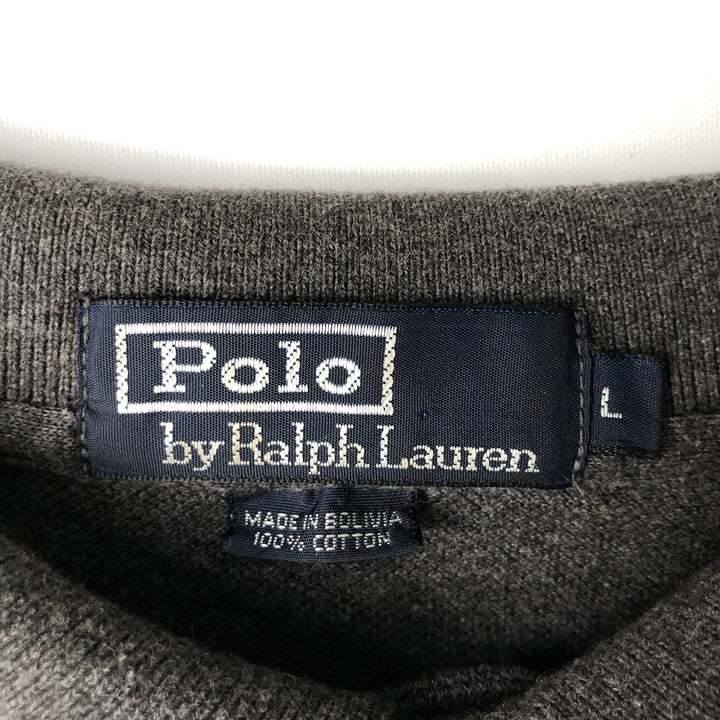 Ralph Lauren POLO by Ralph Lauren long sleeve polo shirt, men's size L cotton gray type Vintage Second Hand