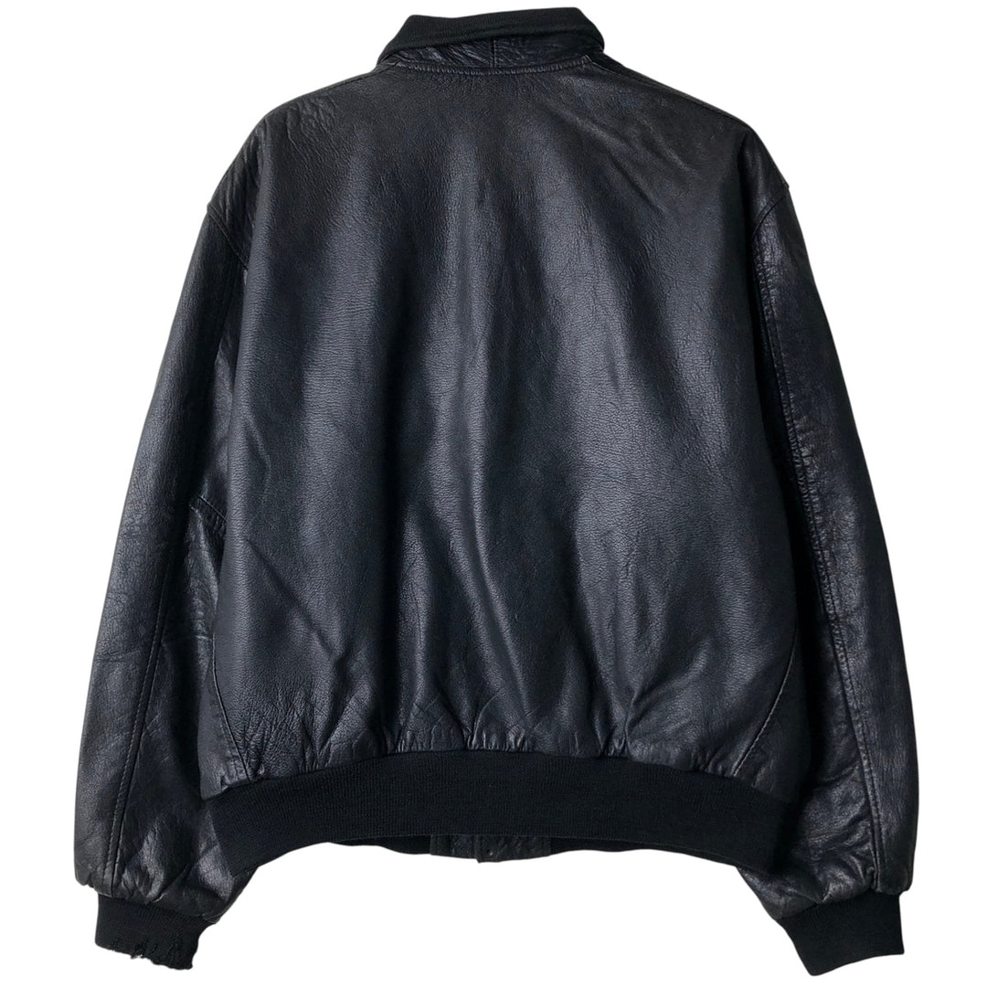 Vintage padded leather jacket, size L, men's unclear black type Vintage Second Hand