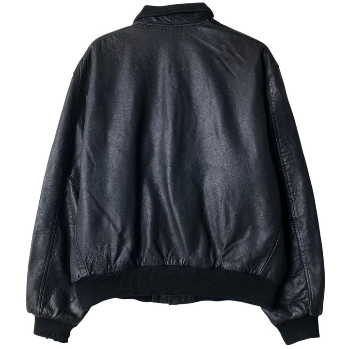 Vintage padded leather jacket, size L, men's unclear black type Vintage Second Hand