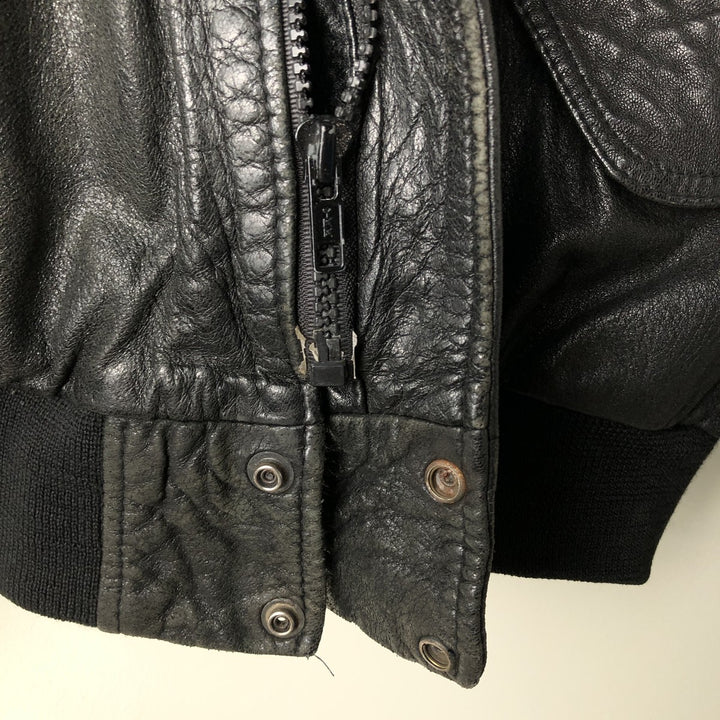 Vintage padded leather jacket, size L, men's unclear black type Vintage Second Hand