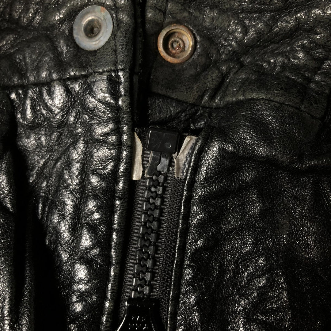Vintage padded leather jacket, size L, men's unclear black type Vintage Second Hand