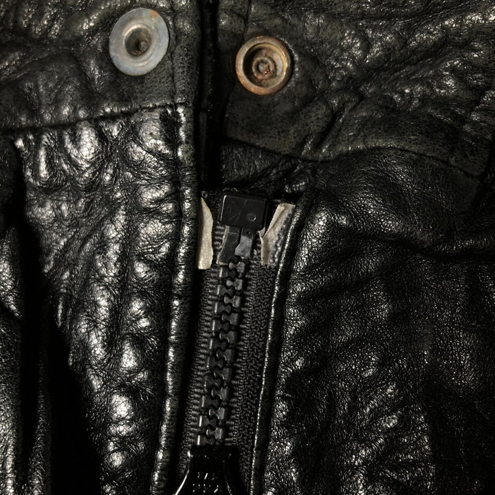 Vintage padded leather jacket, size L, men's unclear black type Vintage Second Hand