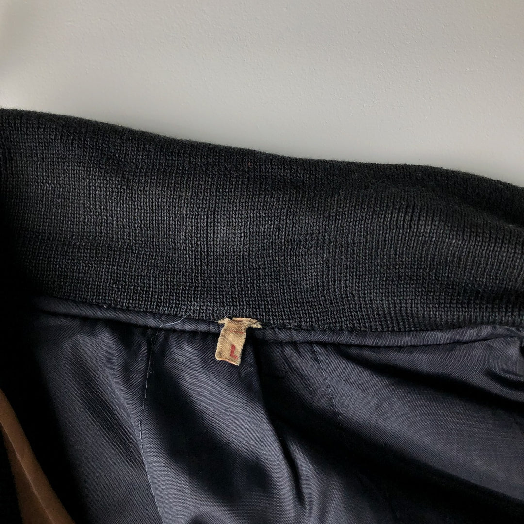 Vintage padded leather jacket, size L, men's unclear black type Vintage Second Hand