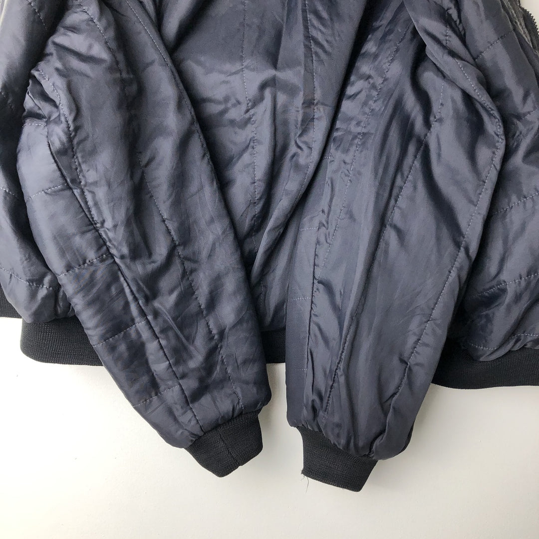 Vintage padded leather jacket, size L, men's unclear black type Vintage Second Hand