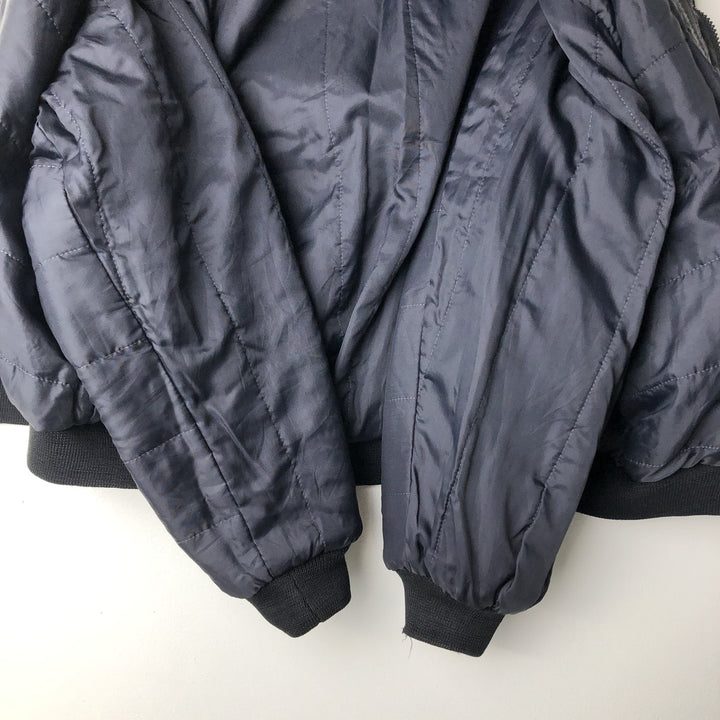 Vintage padded leather jacket, size L, men's unclear black type Vintage Second Hand