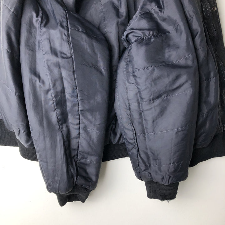 Vintage padded leather jacket, size L, men's unclear black type Vintage Second Hand