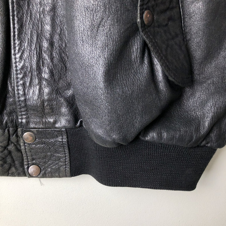 Vintage padded leather jacket, size L, men's unclear black type Vintage Second Hand