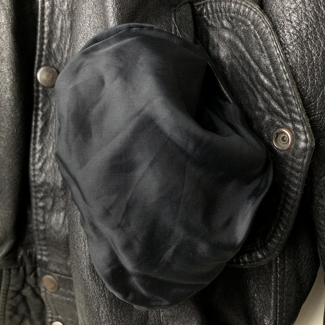 Vintage padded leather jacket, size L, men's unclear black type Vintage Second Hand