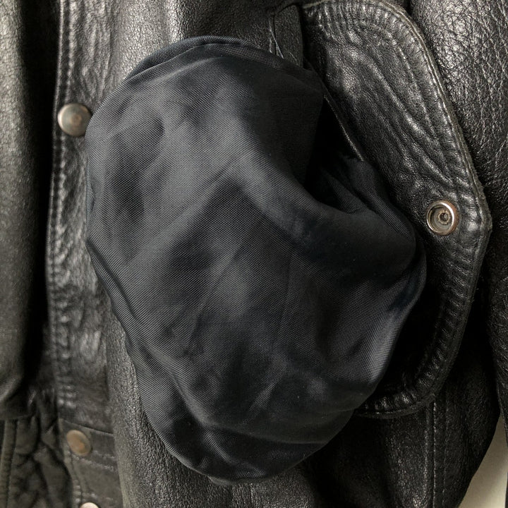 Vintage padded leather jacket, size L, men's unclear black type Vintage Second Hand