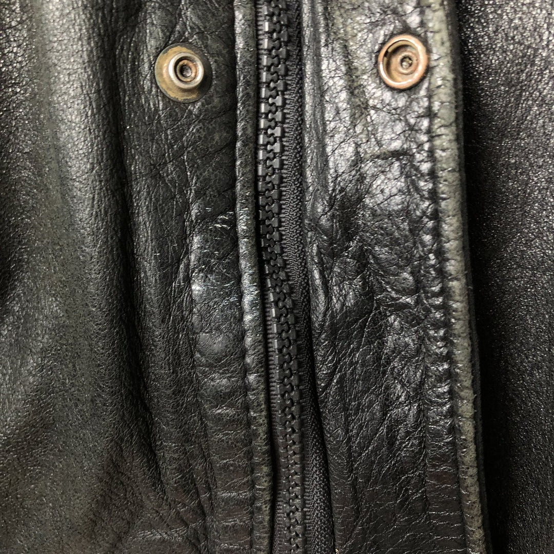 Vintage padded leather jacket, size L, men's unclear black type Vintage Second Hand