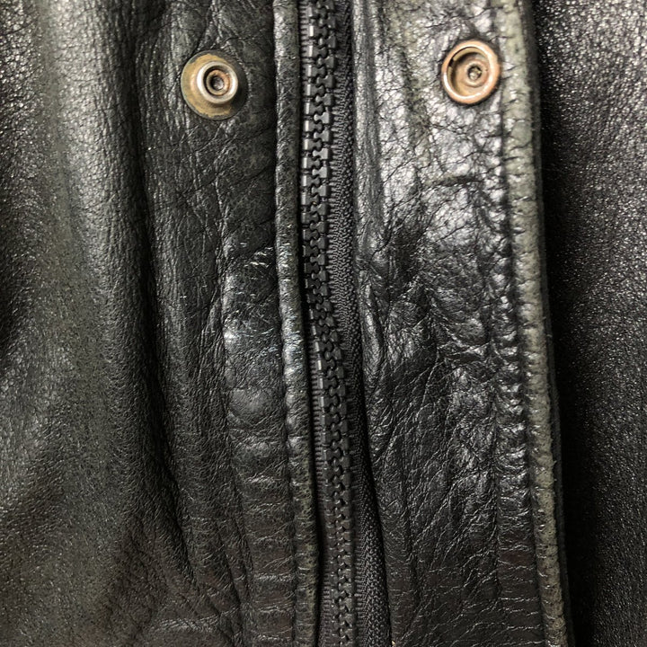 Vintage padded leather jacket, size L, men's unclear black type Vintage Second Hand