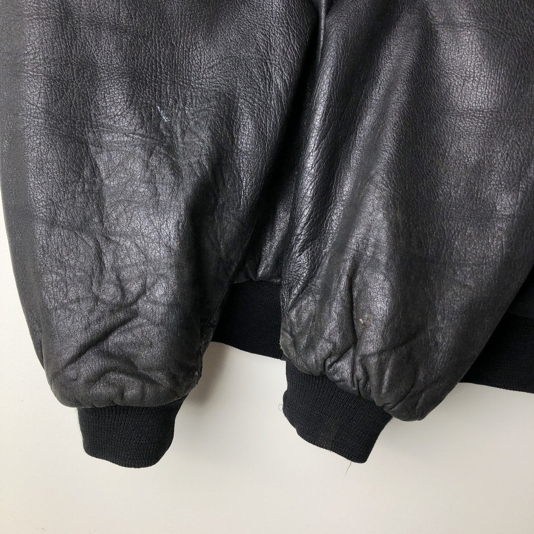 Vintage padded leather jacket, size L, men's unclear black type Vintage Second Hand