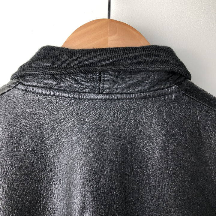 Vintage padded leather jacket, size L, men's unclear black type Vintage Second Hand