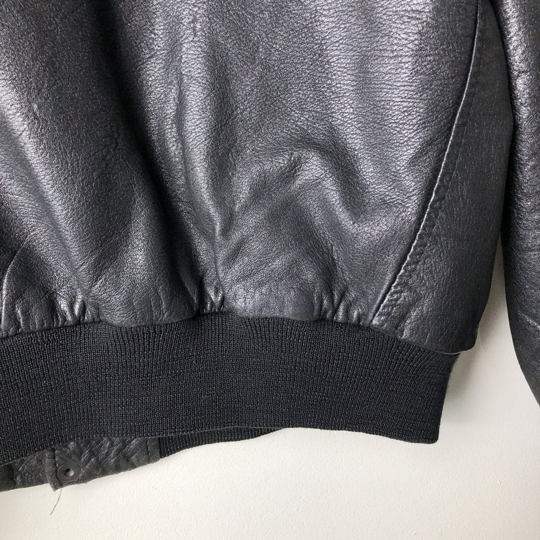 Vintage padded leather jacket, size L, men's unclear black type Vintage Second Hand