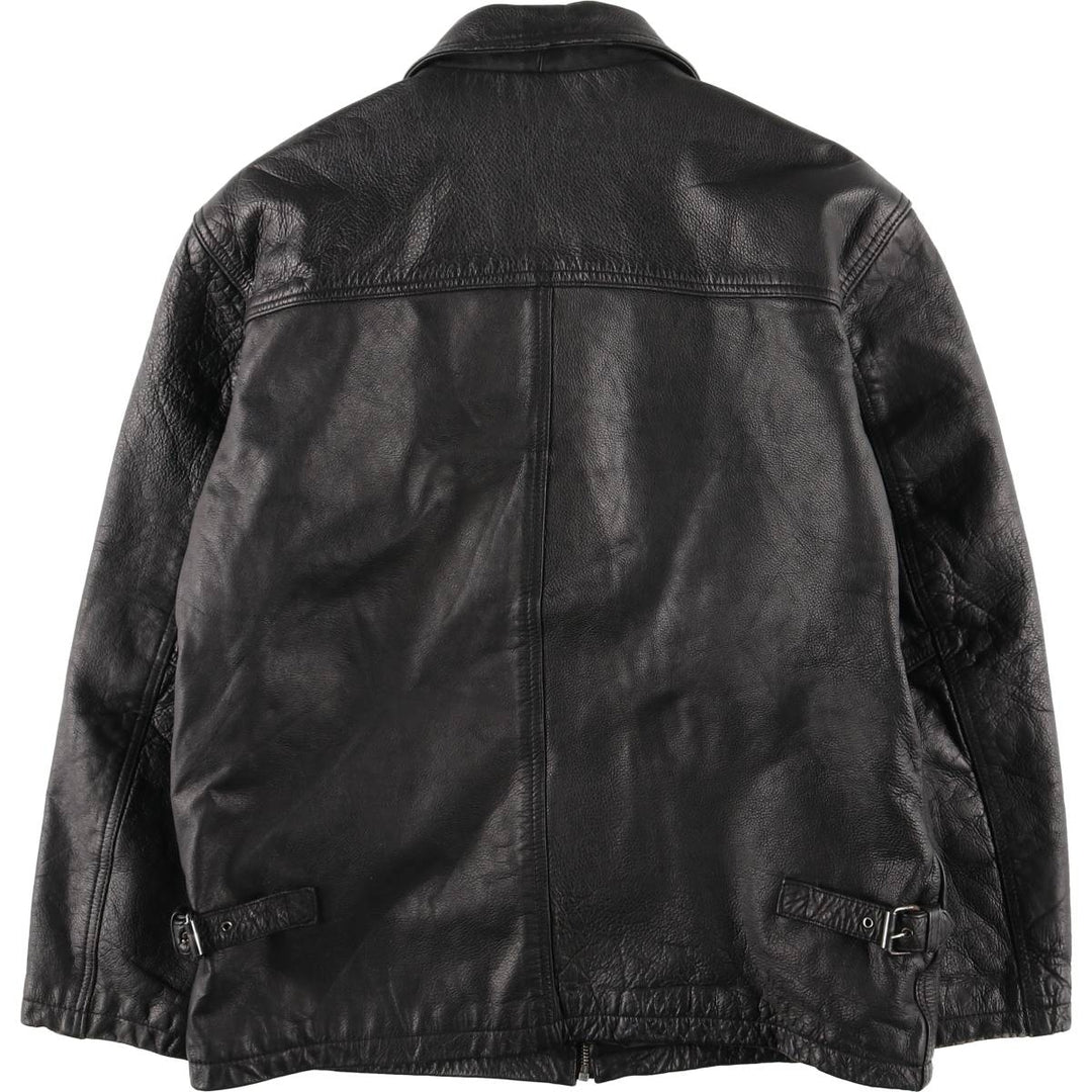 90'S AKASO swing-top leather jacket, men's size L, vintage genuine leather black type Vintage Second Hand