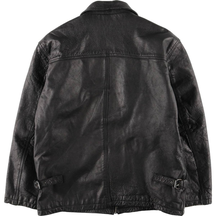 90'S AKASO swing-top leather jacket, men's size L, vintage genuine leather black type Vintage Second Hand