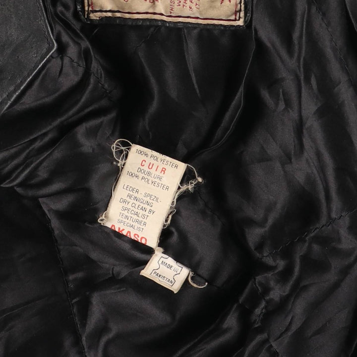 90'S AKASO swing-top leather jacket, men's size L, vintage genuine leather black type Vintage Second Hand