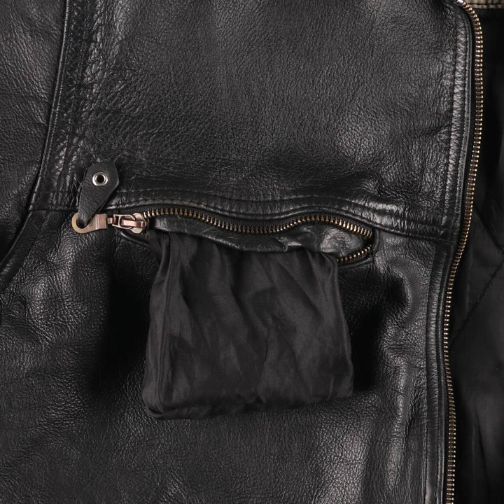 90'S AKASO swing-top leather jacket, men's size L, vintage genuine leather black type Vintage Second Hand