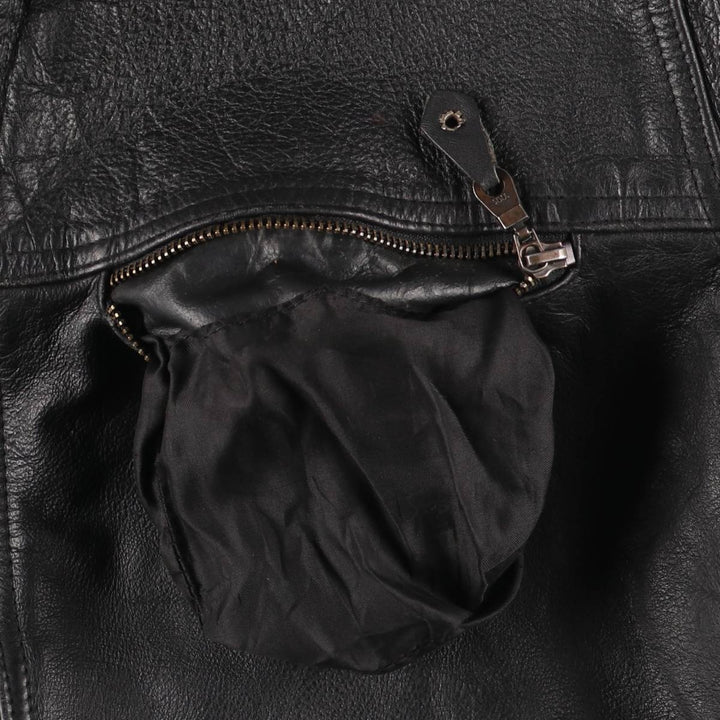 90'S AKASO swing-top leather jacket, men's size L, vintage genuine leather black type Vintage Second Hand