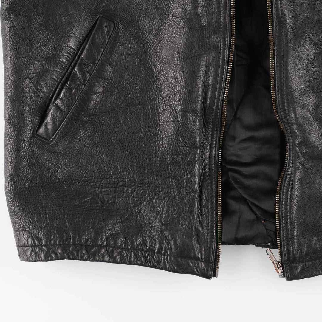 90'S AKASO swing-top leather jacket, men's size L, vintage genuine leather black type Vintage Second Hand