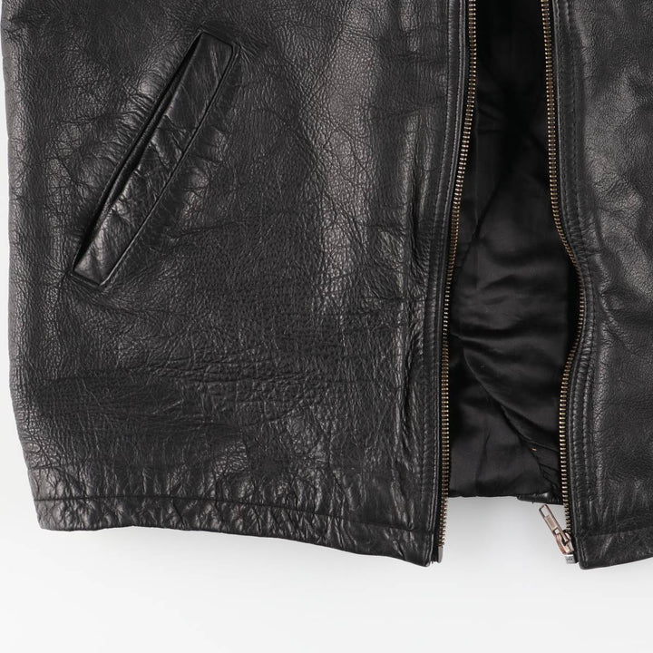 90'S AKASO swing-top leather jacket, men's size L, vintage genuine leather black type Vintage Second Hand