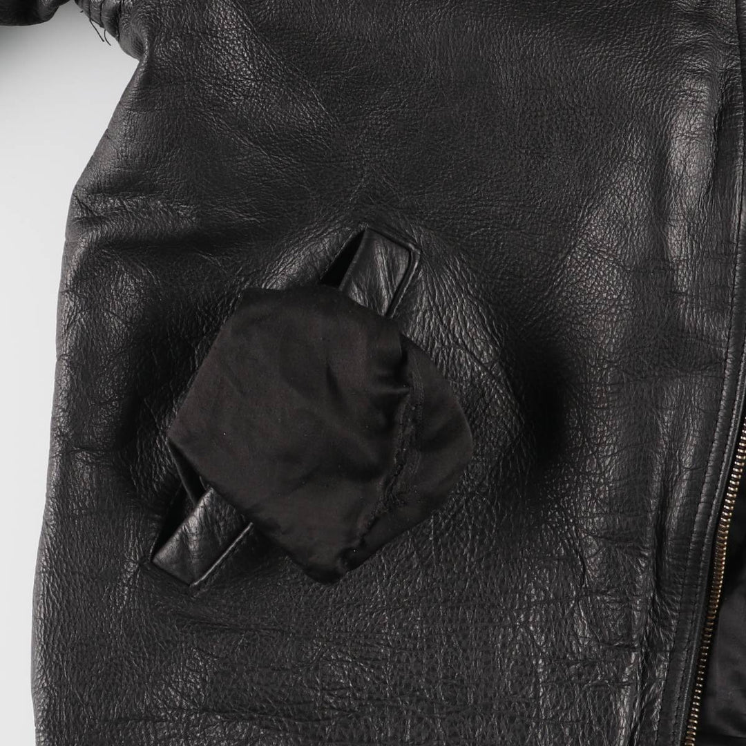90'S AKASO swing-top leather jacket, men's size L, vintage genuine leather black type Vintage Second Hand