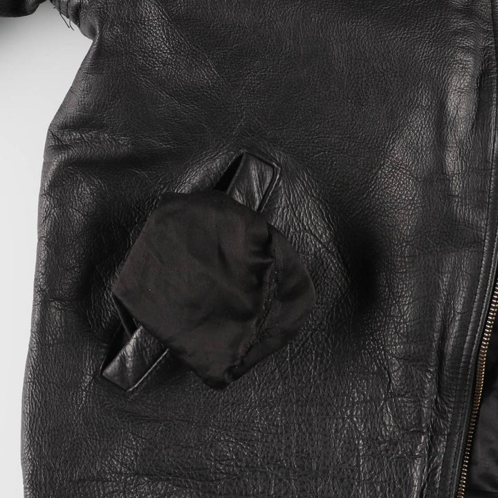 90'S AKASO swing-top leather jacket, men's size L, vintage genuine leather black type Vintage Second Hand