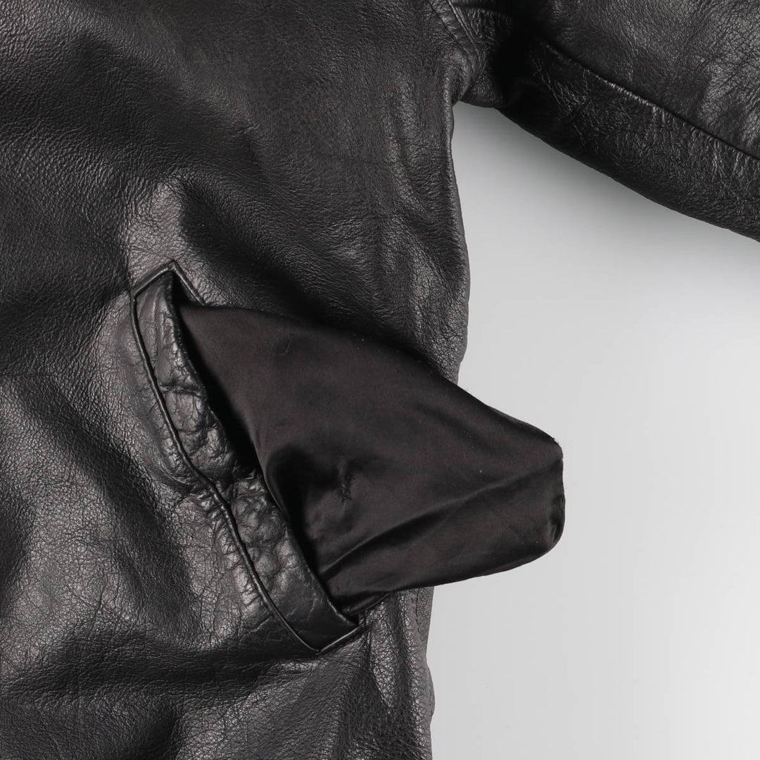 90'S AKASO swing-top leather jacket, men's size L, vintage genuine leather black type Vintage Second Hand
