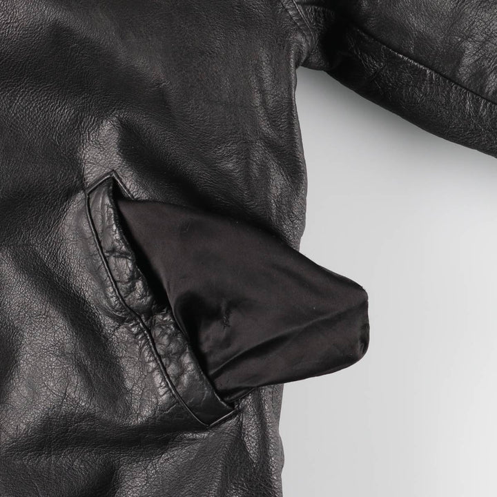 90'S AKASO swing-top leather jacket, men's size L, vintage genuine leather black type Vintage Second Hand