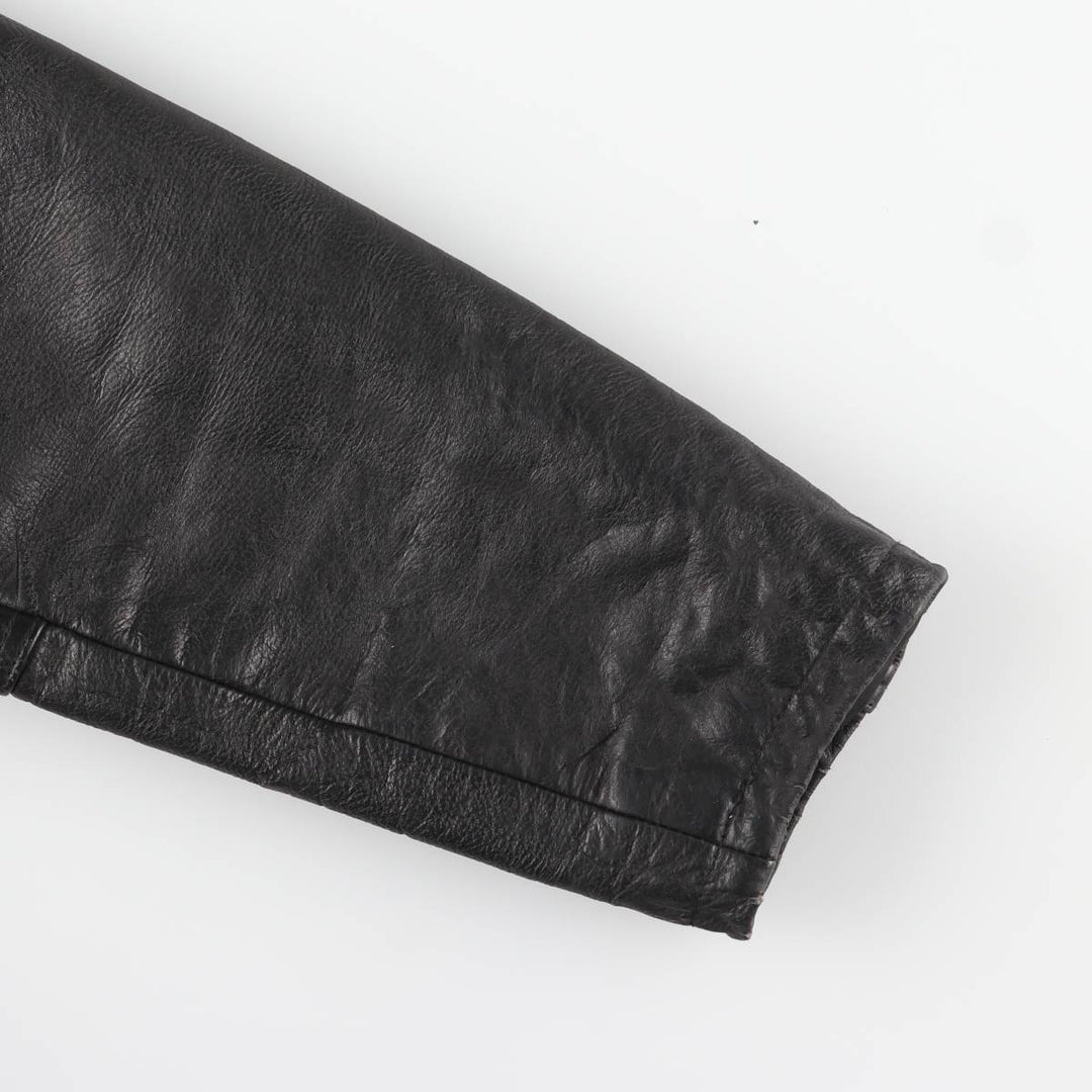 90'S AKASO swing-top leather jacket, men's size L, vintage genuine leather black type Vintage Second Hand