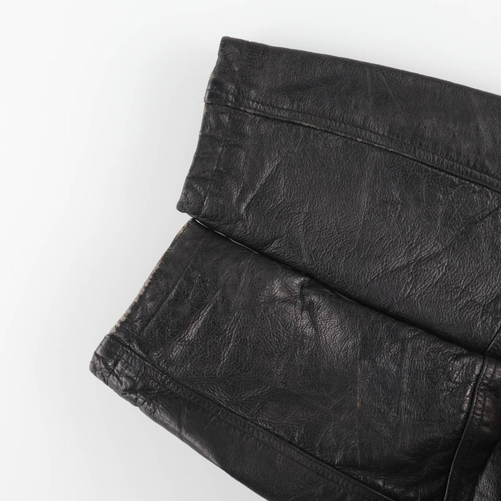 90'S AKASO swing-top leather jacket, men's size L, vintage genuine leather black type Vintage Second Hand