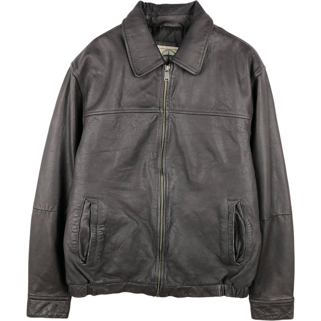 Boston Harbor Swing Top Padded Leather Blouson, Men's Size Medium genuine leather brown type Vintage Second Hand