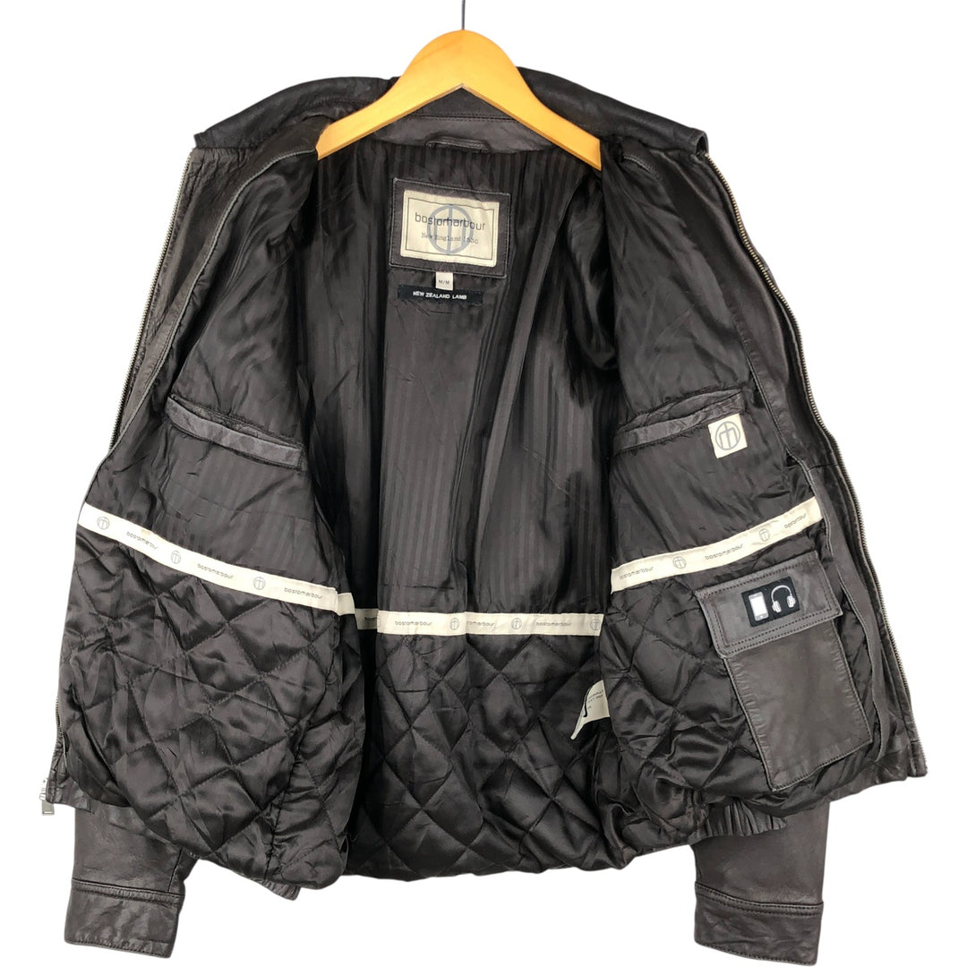 Boston Harbor Swing Top Padded Leather Blouson, Men's Size Medium genuine leather brown type Vintage Second Hand