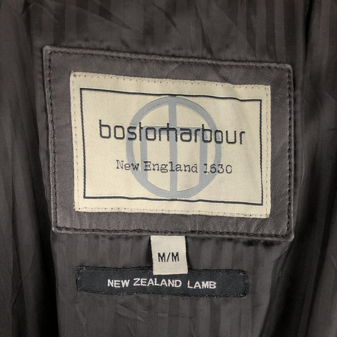 Boston Harbor Swing Top Padded Leather Blouson, Men's Size Medium genuine leather brown type Vintage Second Hand