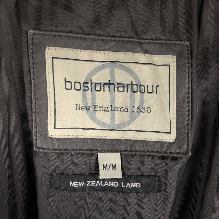 Boston Harbor Swing Top Padded Leather Blouson, Men's Size Medium genuine leather brown type Vintage Second Hand