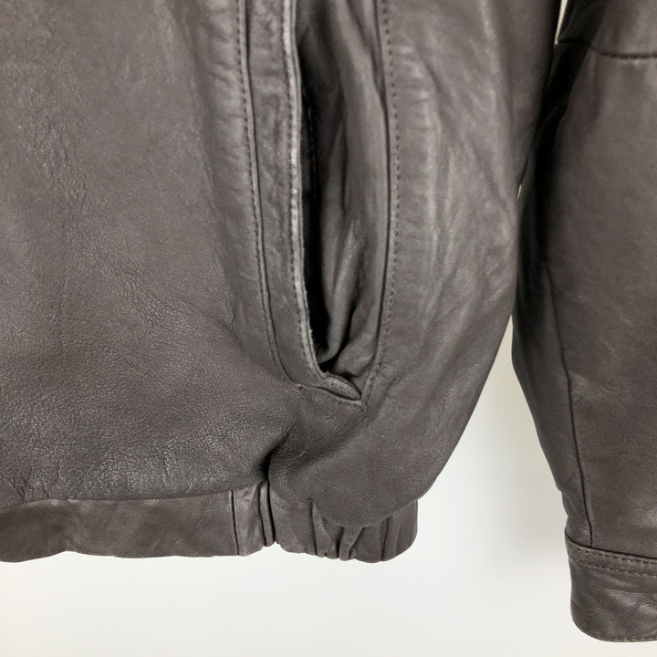 Boston Harbor Swing Top Padded Leather Blouson, Men's Size Medium genuine leather brown type Vintage Second Hand