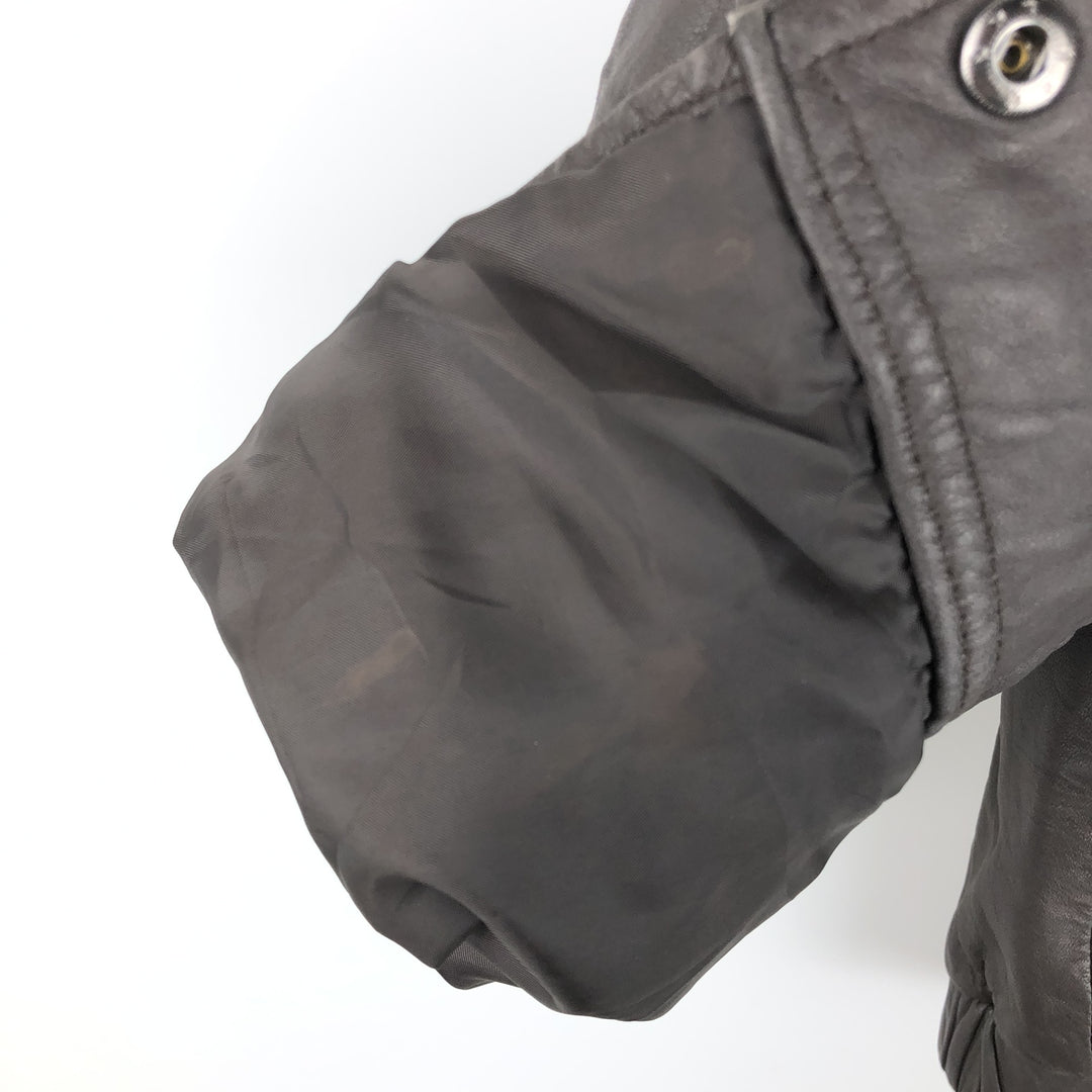 Boston Harbor Swing Top Padded Leather Blouson, Men's Size Medium genuine leather brown type Vintage Second Hand