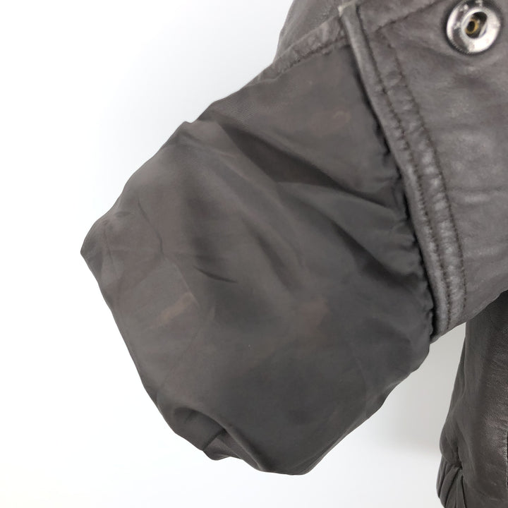Boston Harbor Swing Top Padded Leather Blouson, Men's Size Medium genuine leather brown type Vintage Second Hand