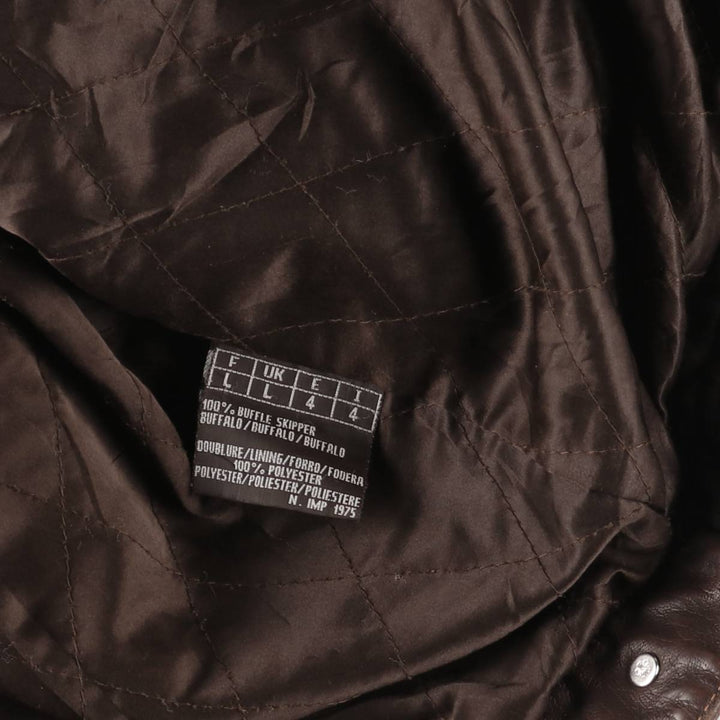 SKIPPER Trucker Jacket Leather Jacket Men's Size L (approx.) Vintage Genuine Leather Cowhide brown type Vintage Second Hand