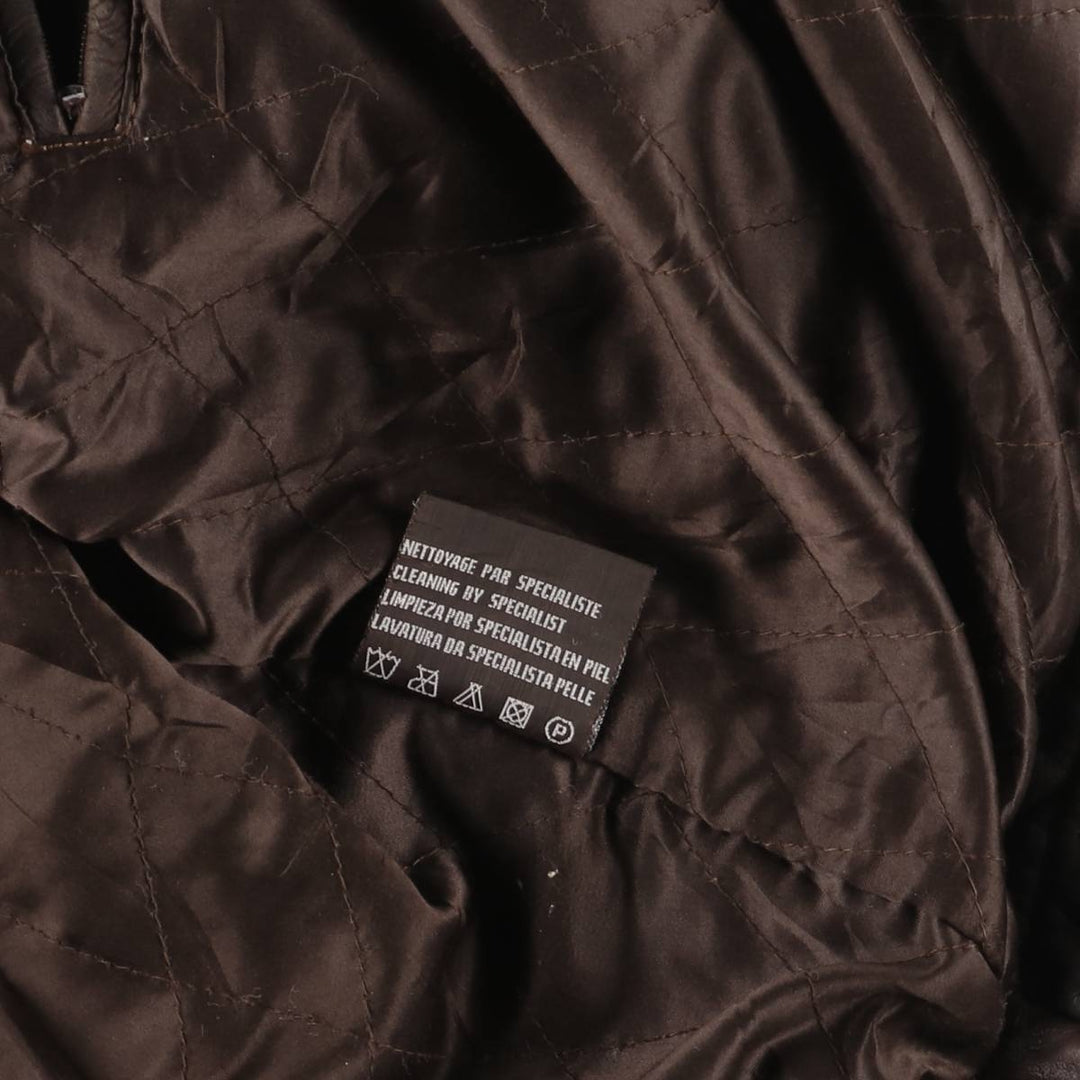 SKIPPER Trucker Jacket Leather Jacket Men's Size L (approx.) Vintage Genuine Leather Cowhide brown type Vintage Second Hand