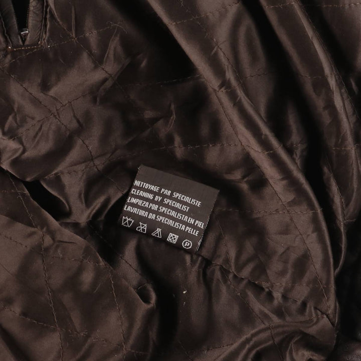 SKIPPER Trucker Jacket Leather Jacket Men's Size L (approx.) Vintage Genuine Leather Cowhide brown type Vintage Second Hand