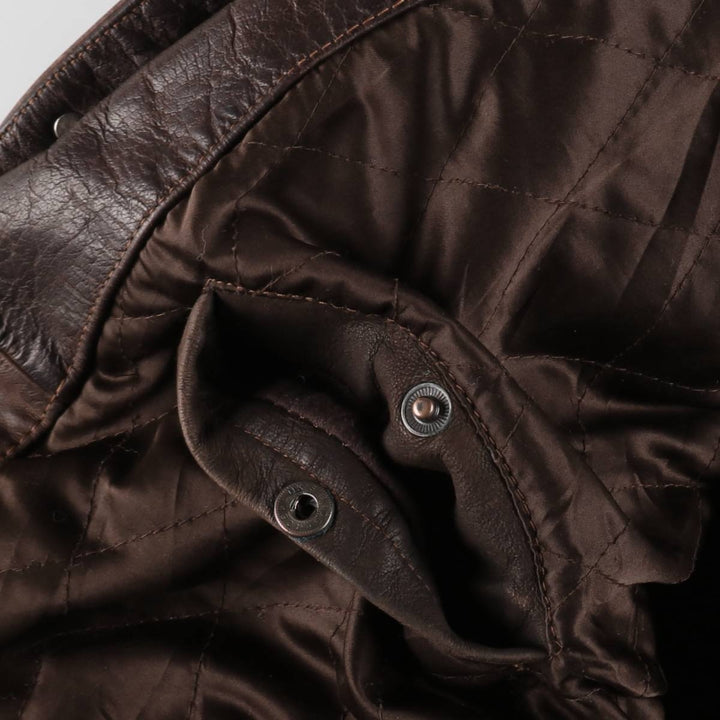SKIPPER Trucker Jacket Leather Jacket Men's Size L (approx.) Vintage Genuine Leather Cowhide brown type Vintage Second Hand