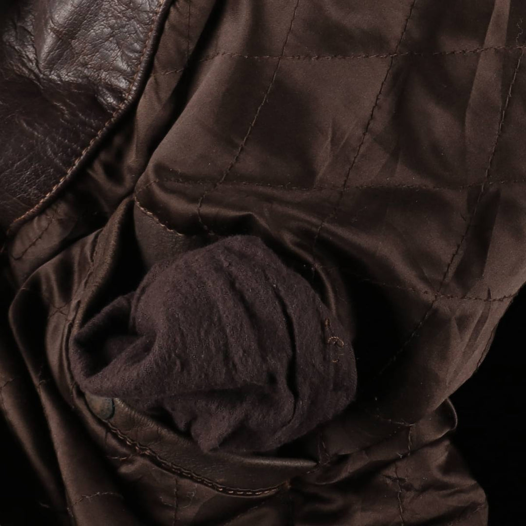 SKIPPER Trucker Jacket Leather Jacket Men's Size L (approx.) Vintage Genuine Leather Cowhide brown type Vintage Second Hand