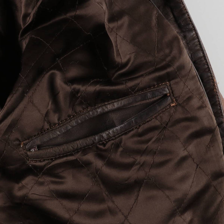 SKIPPER Trucker Jacket Leather Jacket Men's Size L (approx.) Vintage Genuine Leather Cowhide brown type Vintage Second Hand
