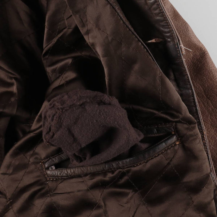 SKIPPER Trucker Jacket Leather Jacket Men's Size L (approx.) Vintage Genuine Leather Cowhide brown type Vintage Second Hand