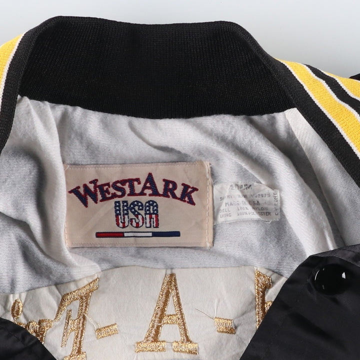 Vintage 80s-90'S WESTARK Nylon Varsity Jacket, Award Jacket, Made in USA, Men's Size Medium Nylon black type Vintage Second Hand