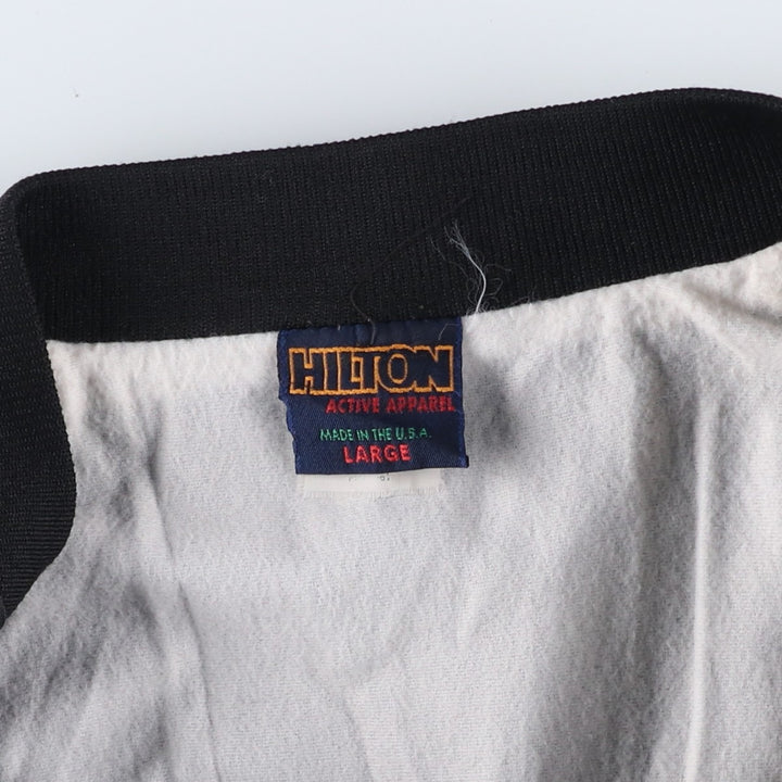 Vintage 80s-90'S Hilton Nylon Varsity Jacket, Made in USA, Size L, Men's Nylon black type Vintage Second Hand