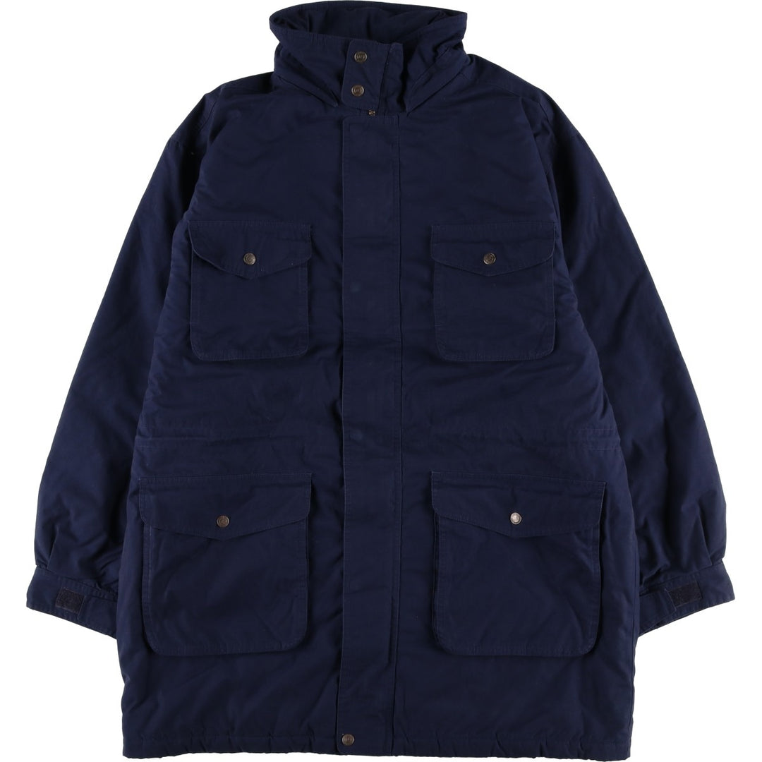 80s-90'S LANDS' END padded puffer jacket, men's size L polyester navy blue type Vintage Second Hand
