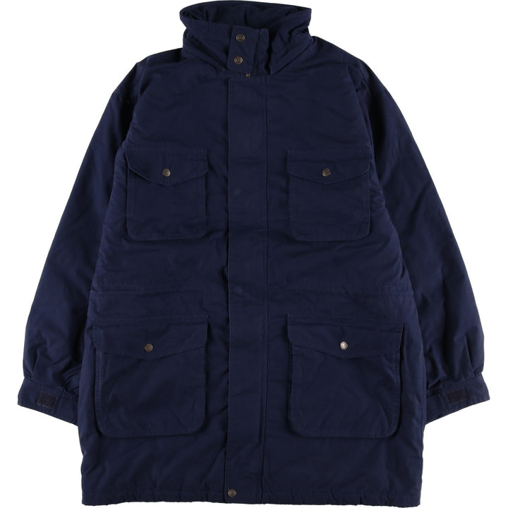 80s-90'S LANDS' END padded puffer jacket, men's size L polyester navy blue type Vintage Second Hand