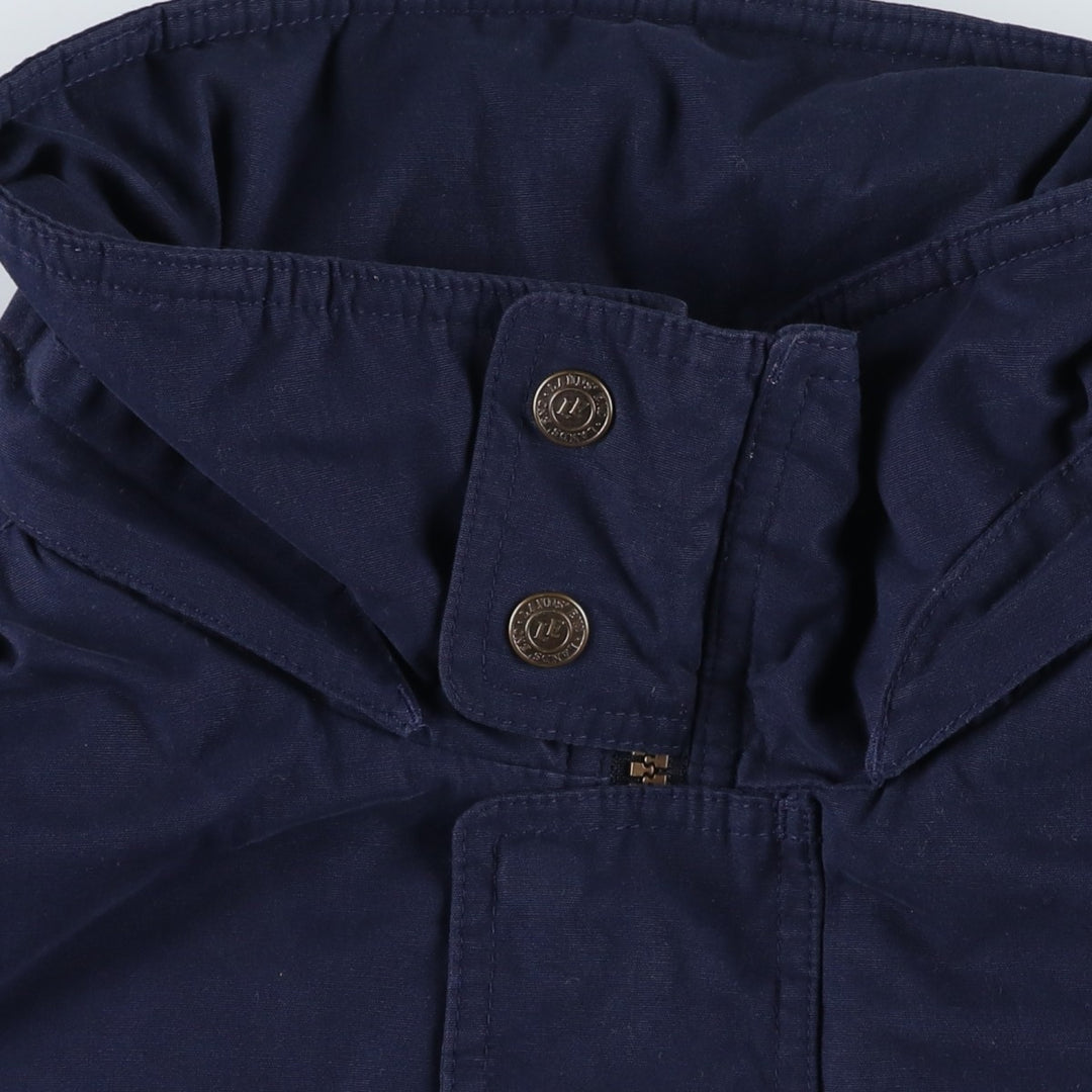 80s-90'S LANDS' END padded puffer jacket, men's size L polyester navy blue type Vintage Second Hand